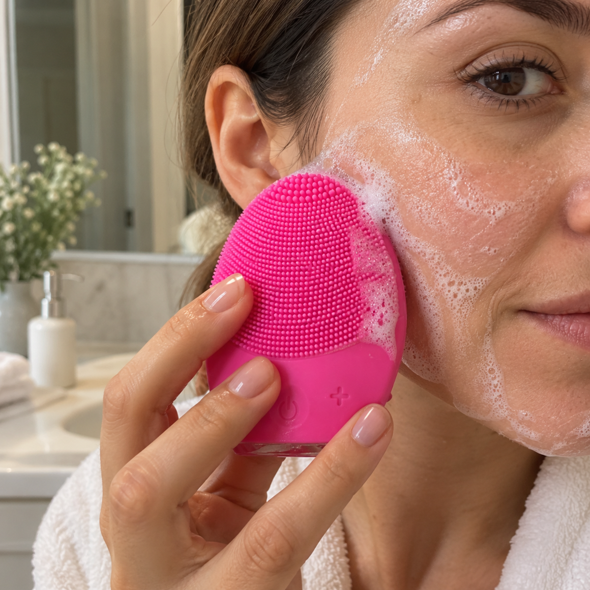 Cepillo facial de limpieza sónica FOREVER (rosado)